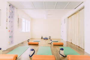 Yoga mats on the floor in the Healthy Zen studio