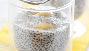 Chia seed pudding with coconut milk in a glass