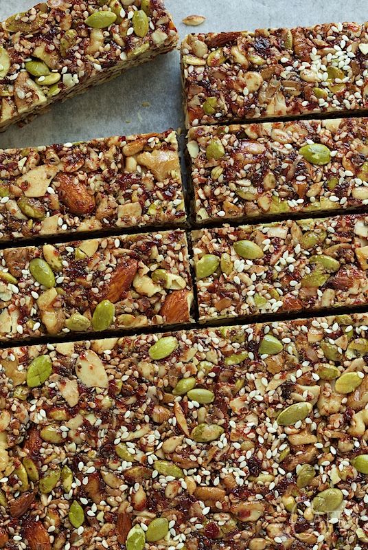Energy bars made from different kinds of seeds