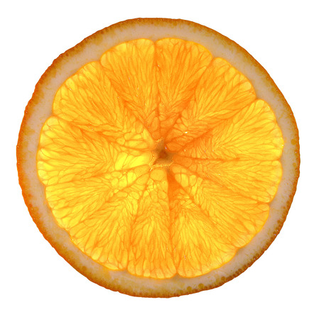 A slice of back-lighted orange