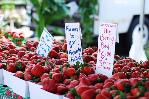 Strawberries at a Farmers Market