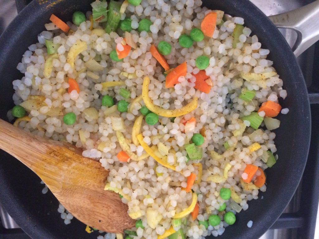 Cooked Miracle Rice in a pan